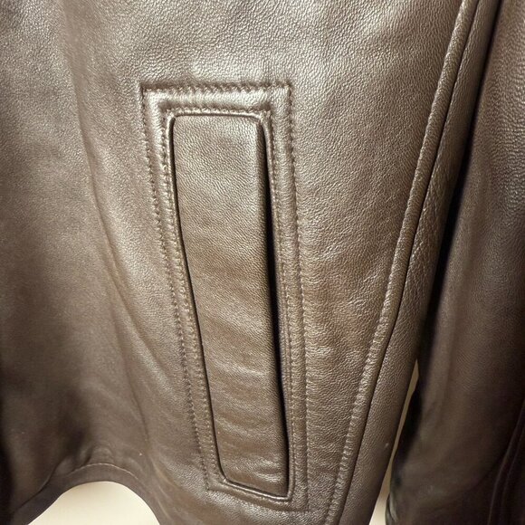 PELLE STUDIO Dark Chocolate Leather Zip-Out Thinsulate Lining Car Coat SZ XL - Picture 2 of 10